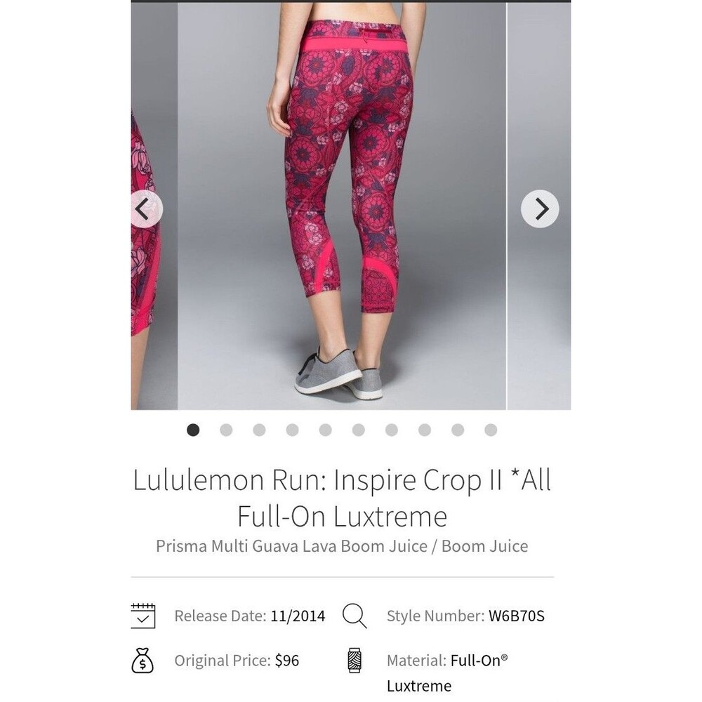 Lululemon Run: Inspire Crop II *All Full-On Luxtreme
Sz 10